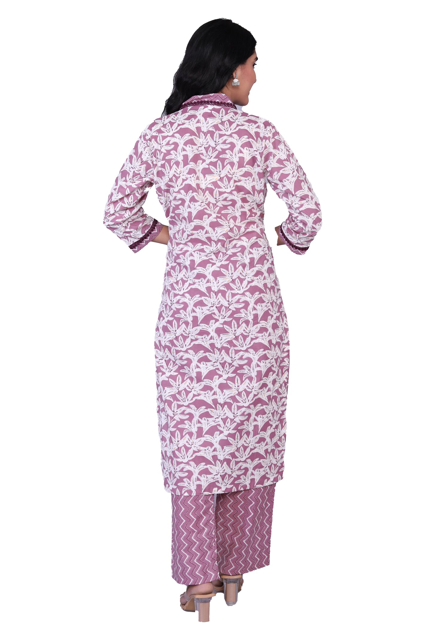 Pure Cotton Printed Designer Women Straight Kurta Pant set With Dupatta Pink