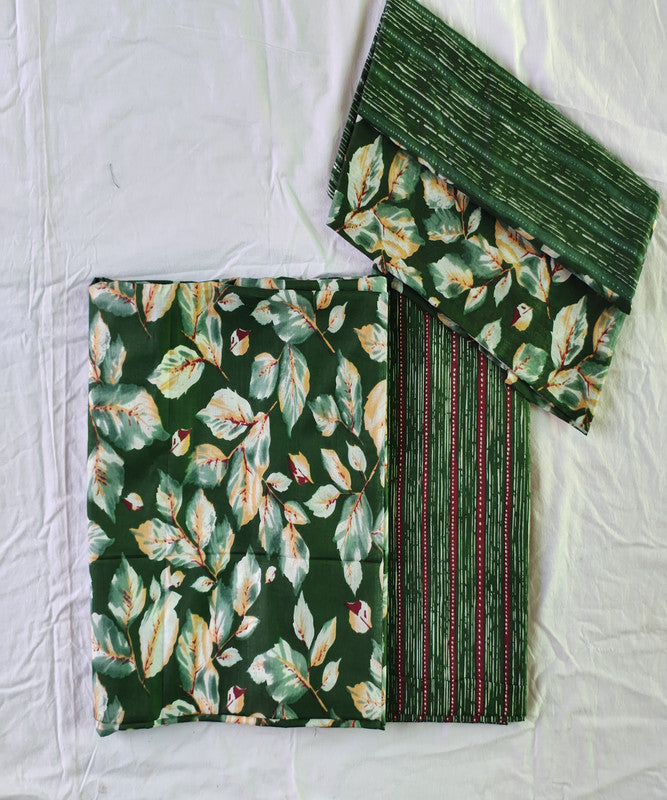 Hand Block Printed Designer Women Cotton Unstitched Material Top-Bottom with Dupatta