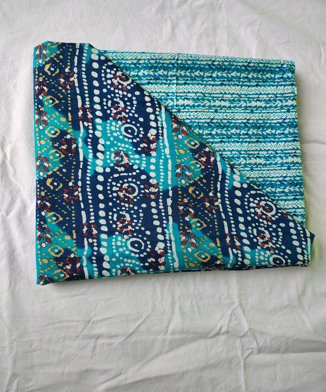 Hand Block Printed Designer Women Cotton Unstitched Material Top-Bottom