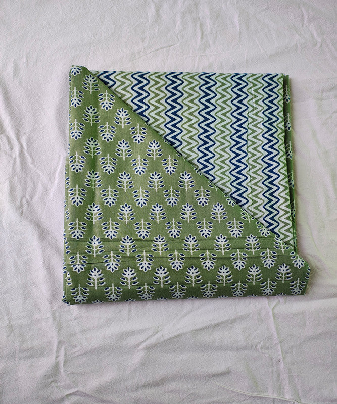 Hand Block Printed Designer Women Cotton Unstitched Material Top-Bottom