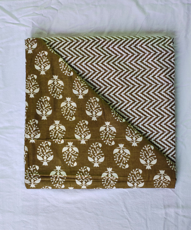 Hand Block Printed Designer Women Cotton Unstitched Material Top-Bottom