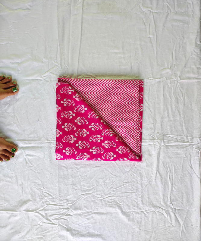 Hand Block Printed Designer Women Cotton Unstitched Material Top-Bottom