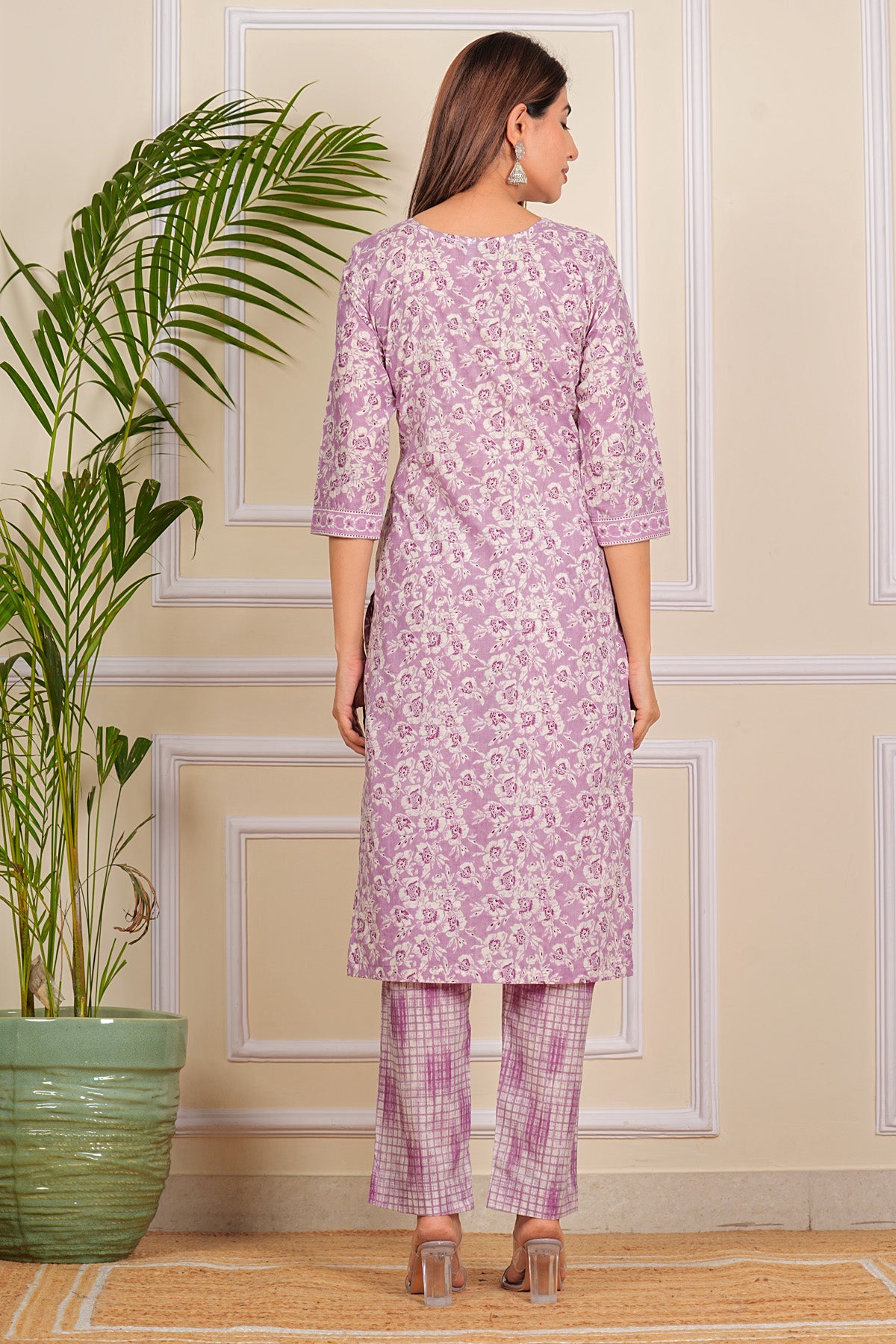 Pure Cotton Printed Designer Women Kurta Pant set With Dupatta Purple