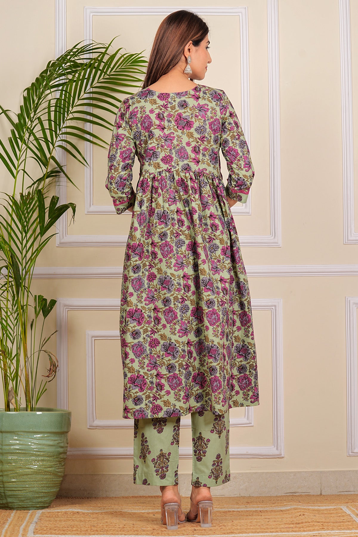 Pure Cotton Printed Designer Women Kurta Pant set With Dupatta Green