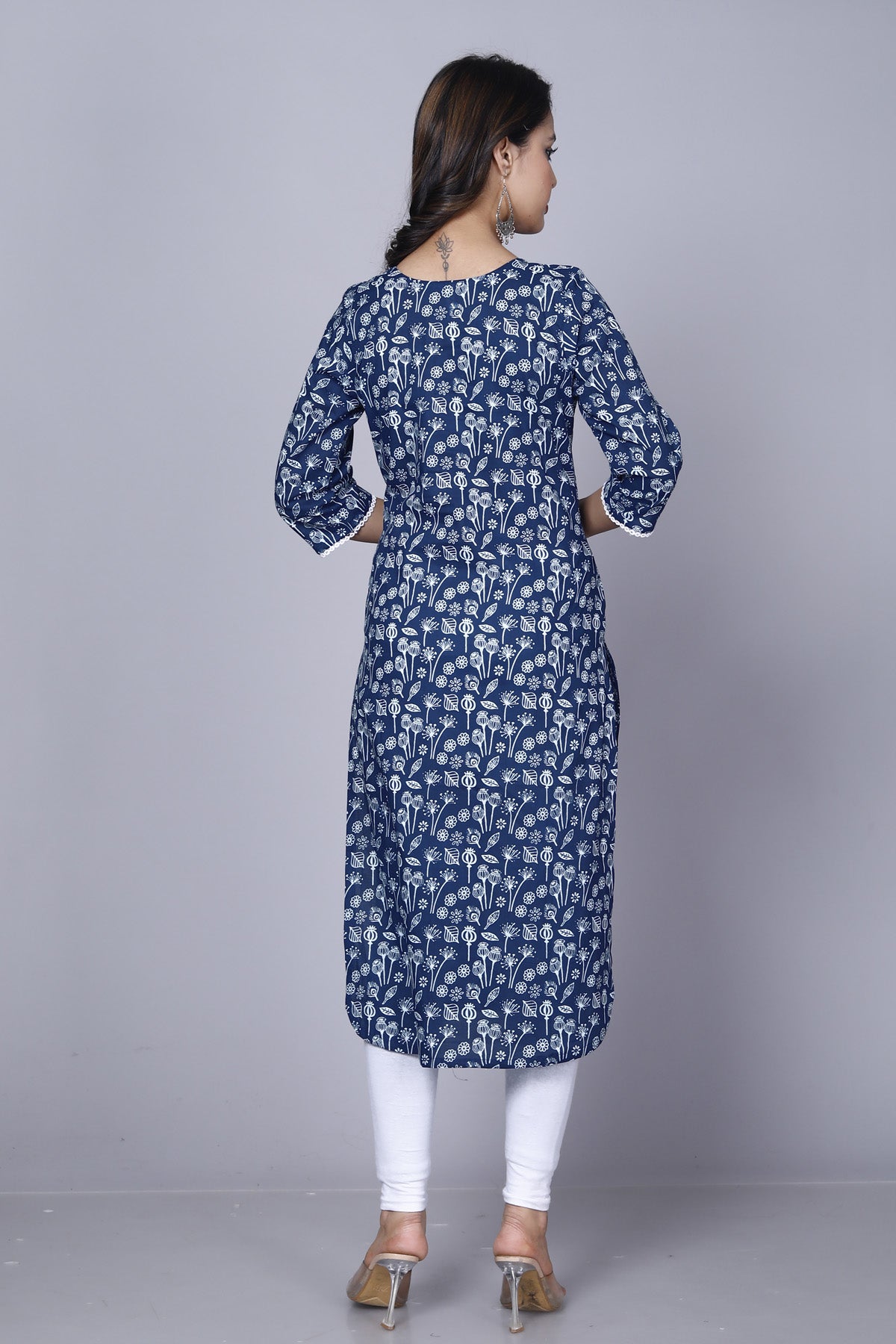 Pure Cotton Printed Designer Women Kurta-Pant Set Blue