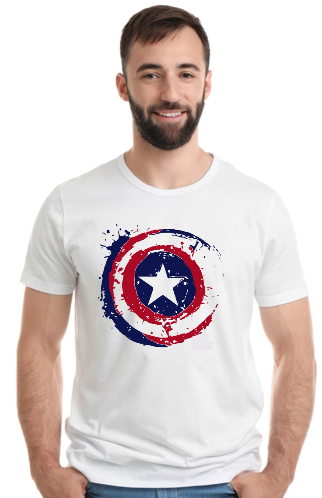 Printed Designer White Sports Solid Slim Fit Crew Neck T-Shirts For Regular Wear