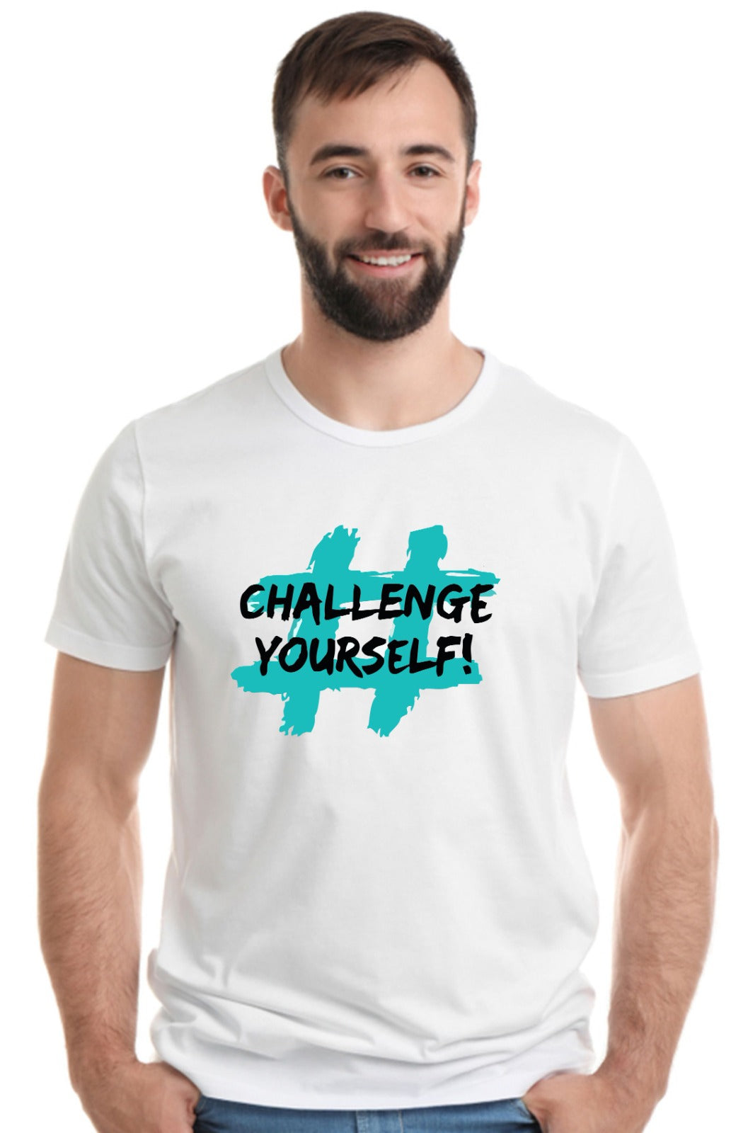 Printed Designer White Sports Solid Slim Fit Crew Neck T-Shirts For Regular Wear