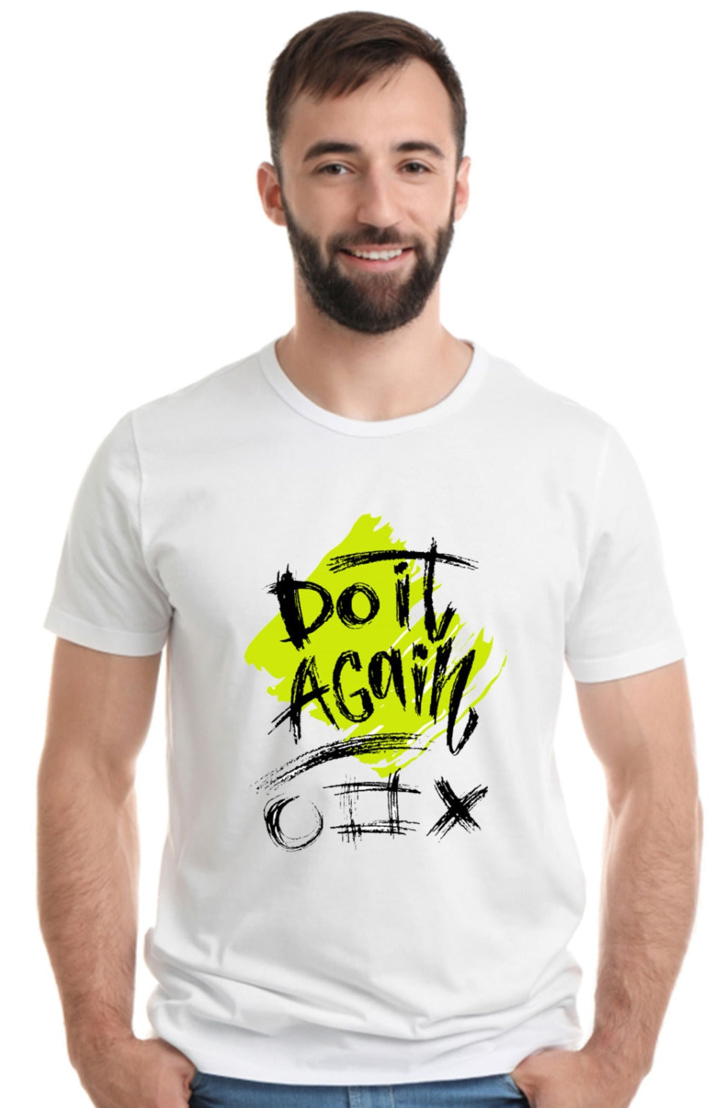 Printed Designer White Sports Solid Slim Fit Crew Neck T-Shirts For Regular Wear