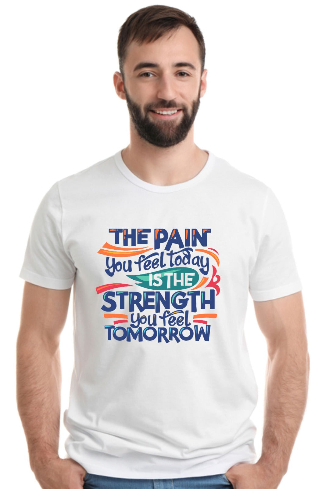 Printed Designer White Sports Solid Slim Fit Crew Neck T-Shirts For Regular Wear
