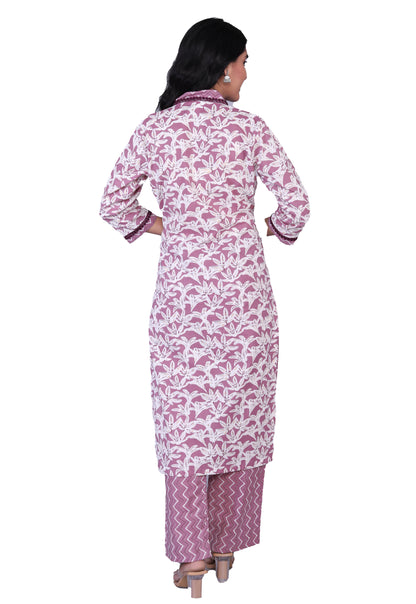 Pure Cotton Printed Designer Women Straight Kurta Pant set With Dupatta Pink