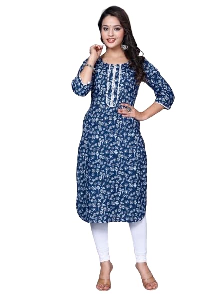 Pure Cotton Printed Designer Women Kurta-Pant Set Blue