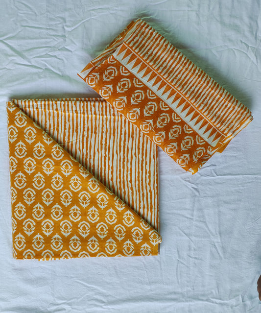 Hand Block Printed Designer Women Cotton Unstitched Material  Top-Bottom with Dupatta