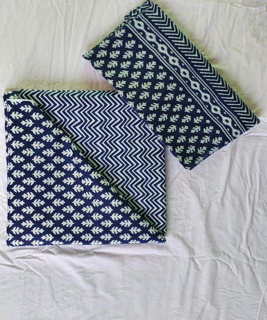 Hand Block Printed Designer Women Cotton Unstitched Material  Top-Bottom with Dupatta