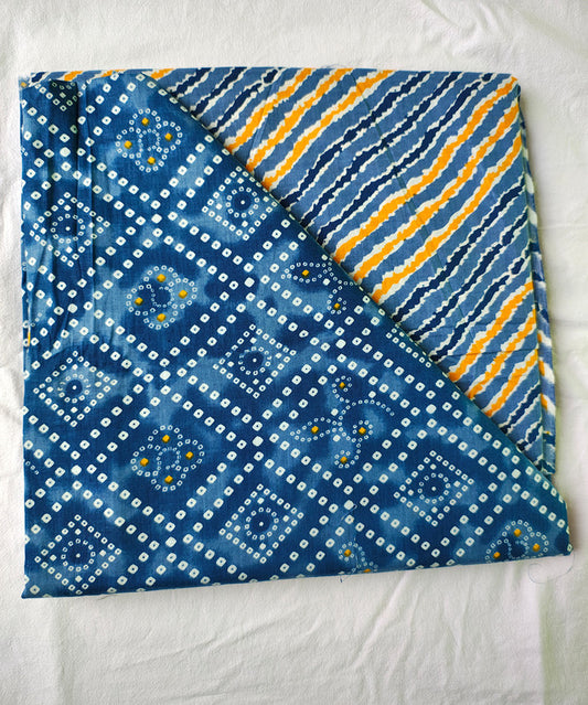 Hand Block Printed Designer Women Cotton Unstitched Material Top-Bottom