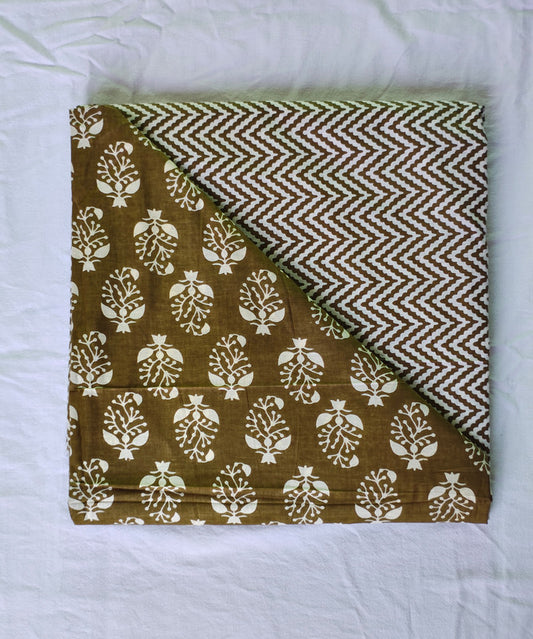 Hand Block Printed Designer Women Cotton Unstitched Material Top-Bottom