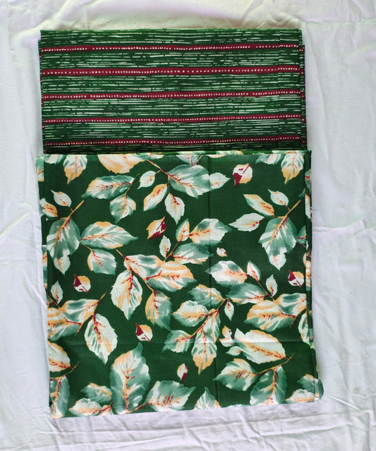 Hand Block Printed Designer Women Cotton Unstitched Material Top-Bottom