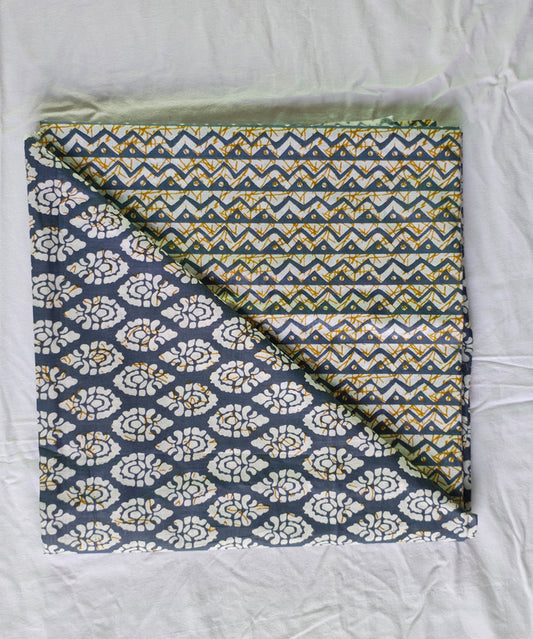 Hand Block Printed Designer Women Cotton Unstitched Material Top-Bottom