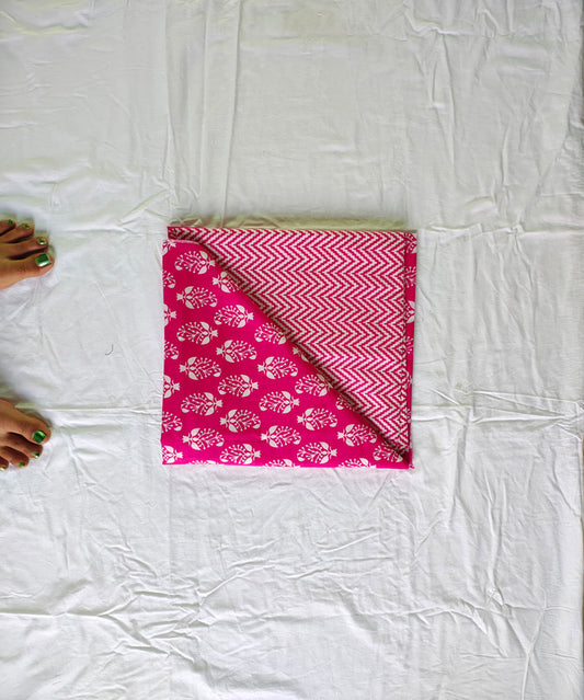 Hand Block Printed Designer Women Cotton Unstitched Material Top-Bottom