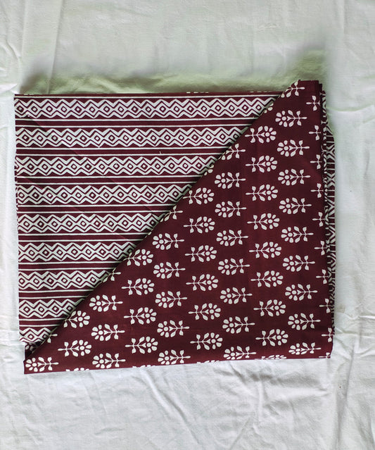 Hand Block Printed Designer Women Cotton Unstitched Material Top-Bottom