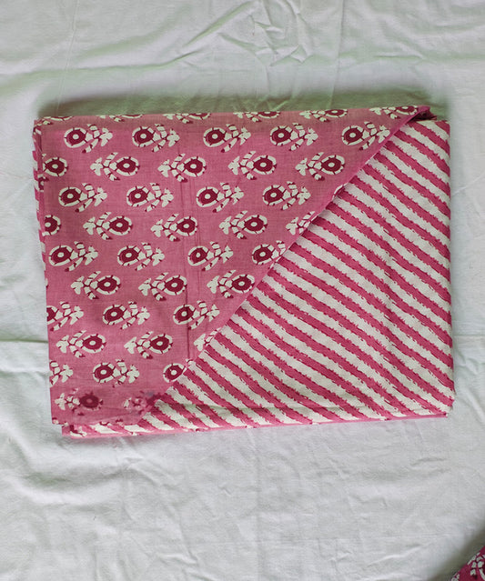 Hand Block Printed Designer Women Cotton Unstitched Material Top-Bottom