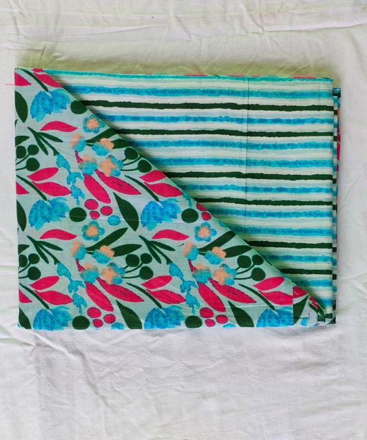 Hand Block Printed Designer Women Cotton Unstitched Material Top-Bottom
