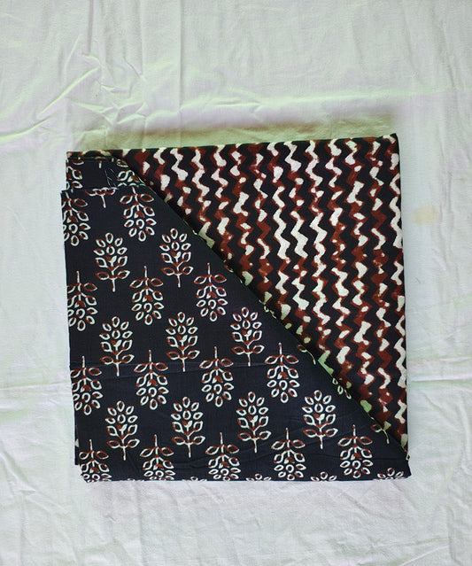 Hand Block Printed Designer Women Cotton Unstitched Material Top-Bottom