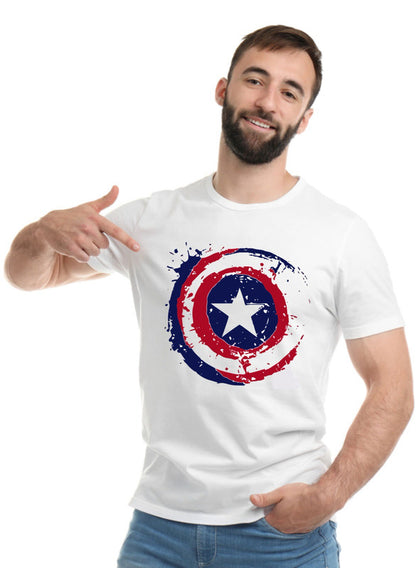 Printed Designer White Sports Solid Slim Fit Crew Neck T-Shirts For Regular Wear