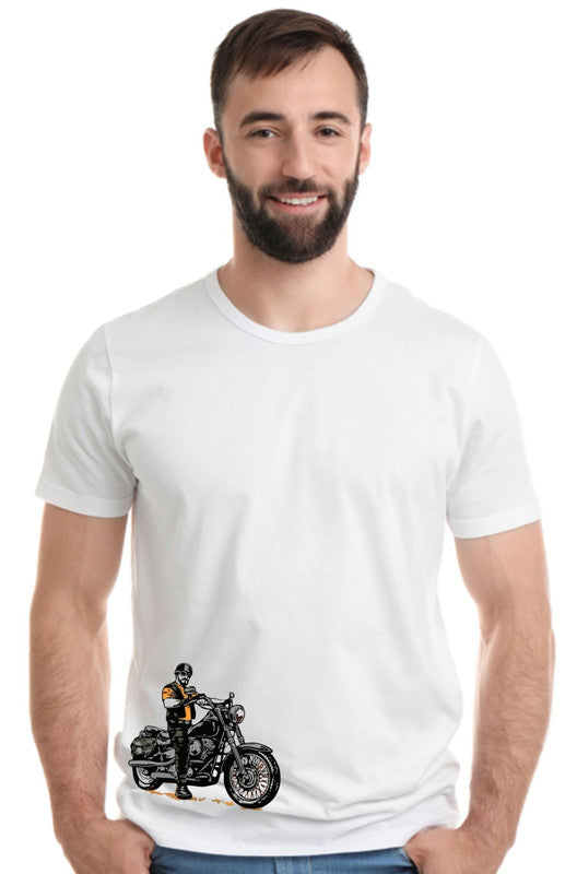 Printed Designer White Sports Solid Slim Fit Crew Neck T-Shirts For Regular Wear