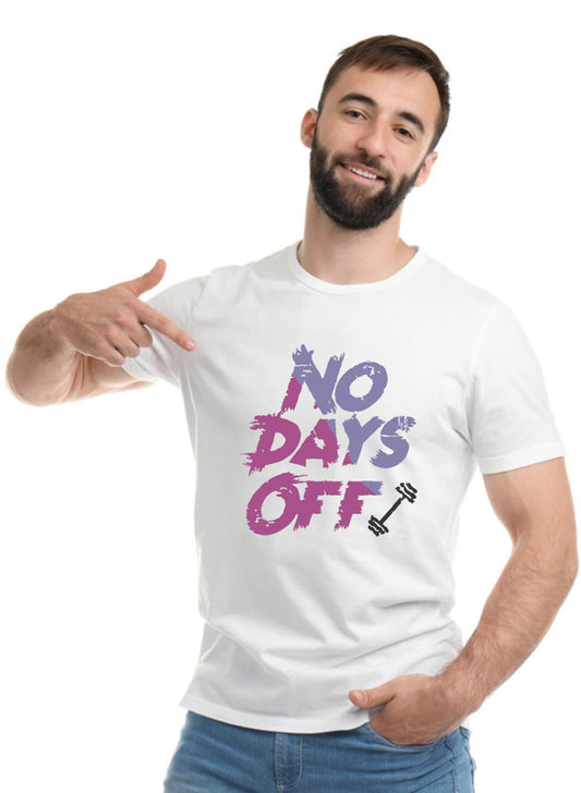 Printed Designer White Sports Solid Slim Fit Crew Neck T-Shirts For Regular Wear