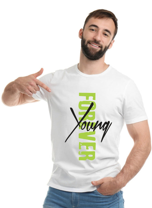 Printed Designer White Sports Solid Slim Fit Crew Neck T-Shirts For Regular Wear