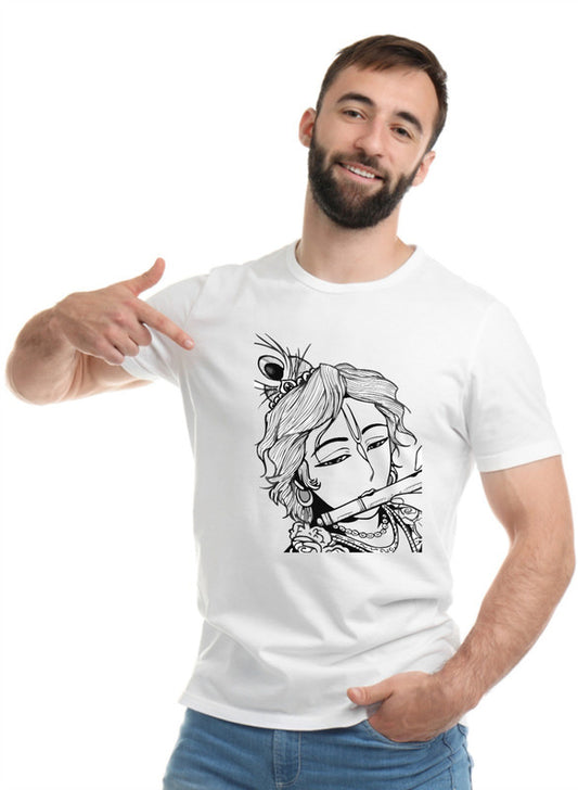 Printed Designer White Sports Solid Slim Fit Crew Neck T-Shirts For Regular Wear