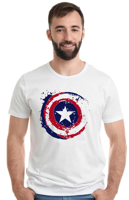 Printed Designer White Sports Solid Slim Fit Crew Neck T-Shirts For Regular Wear