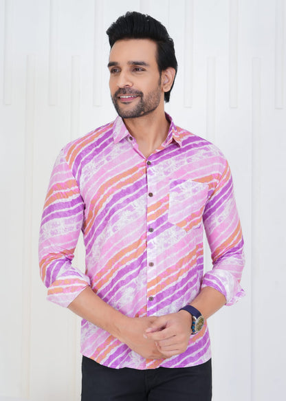 Men's Block Printed JAIPURI PRINTS Cotton Shirt IN UNIQUE STYLE