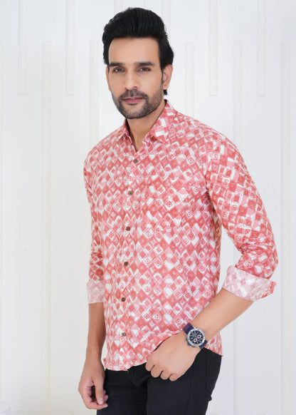 Men`s Printed Pure Cotton Stylish Latest Design Shirt