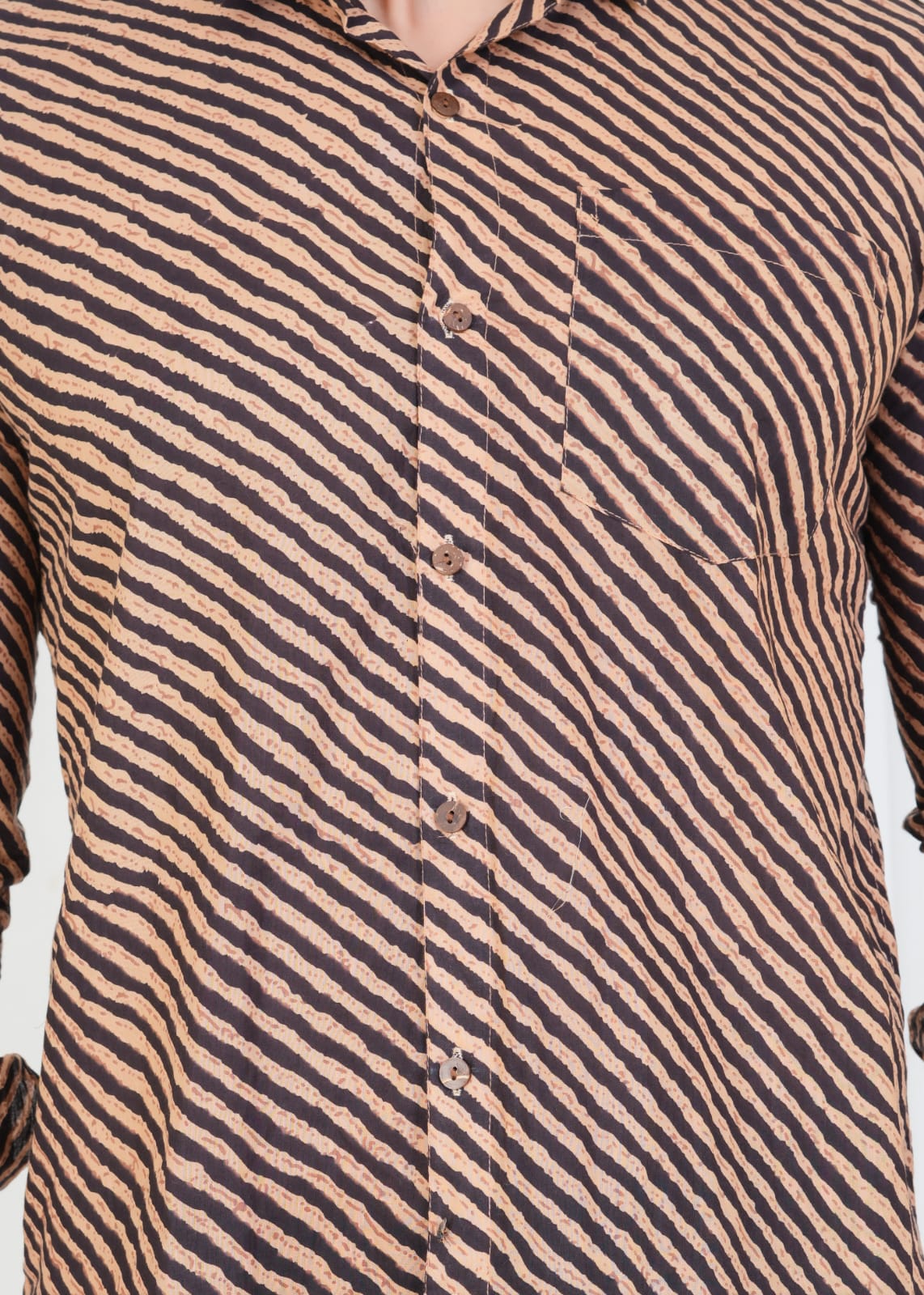 Men's Block Printed Jaipuri Prints Brown Shirt in Unique Style