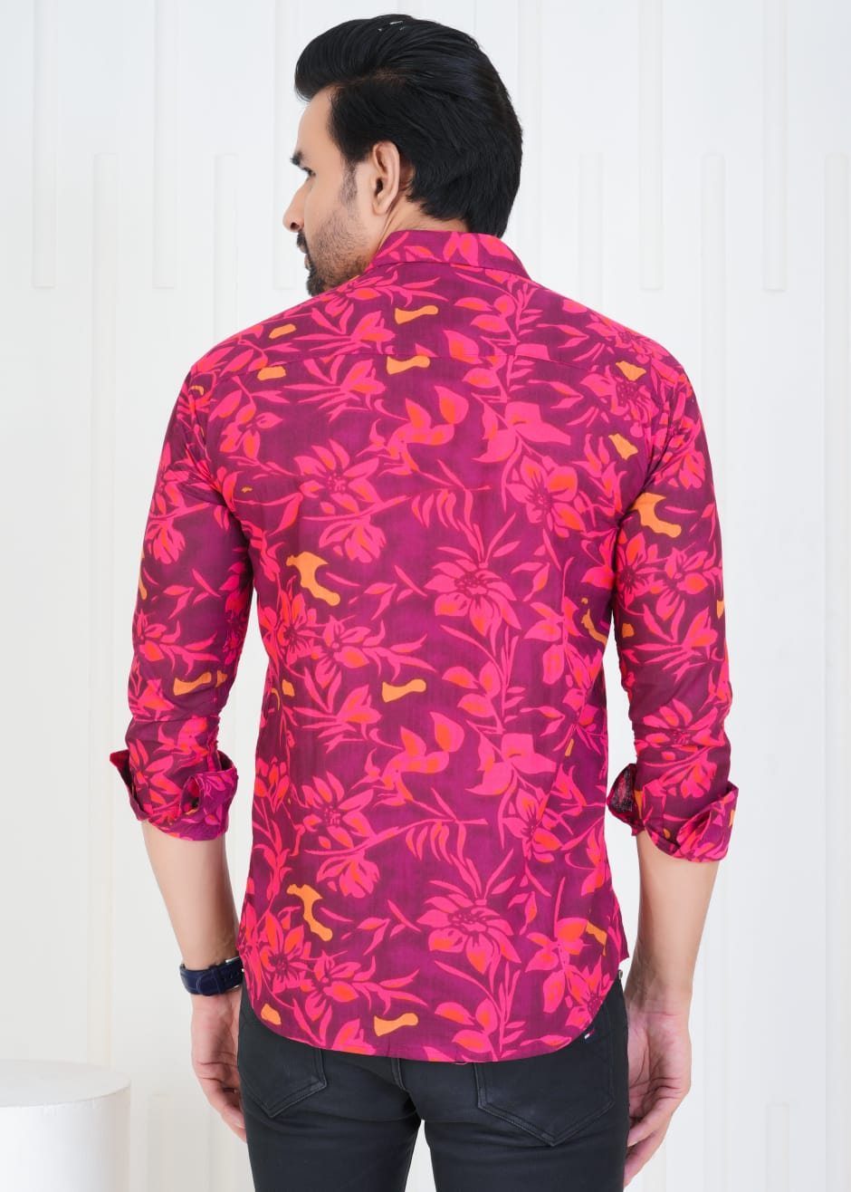 Men's Block Printed Jaipuri Prints Red Shirt in Unique Style