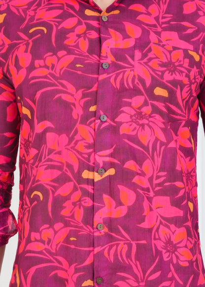 Men's Block Printed Jaipuri Prints Red Shirt in Unique Style