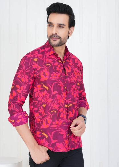 Men's Block Printed Jaipuri Prints Red Shirt in Unique Style